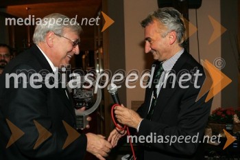 Renzo Giannini predsednik žirije FIM (mednarodne motociklistične zveze) in predsednik komisije za speedway pri FIM) in Peter Verbič, predsednik za šport pri AMZS